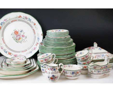 Copeland Spode 'Chinese Rose' colourful floral service set comprising of large right serving plate, two lidded vegetable dish
