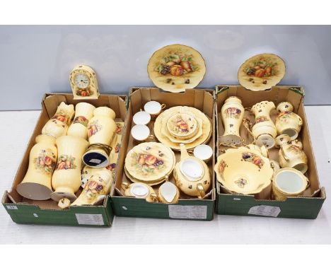 Large collection of Aynsley 'Orchard Gold' dinner and home wares, over three boxes to include a lamp, large picture frame, ma