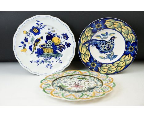 Royal Copenhagen Blue Pheasant plate inspired by the art of C.Joachim 25cm diameter, with Spode Blue Bird plate, 27cm and a t
