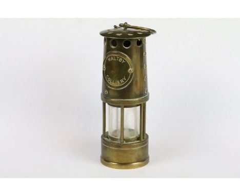 A small brass miner lamp / lantern marked Maltby Colliery, stands approx 11.5cm in height. 