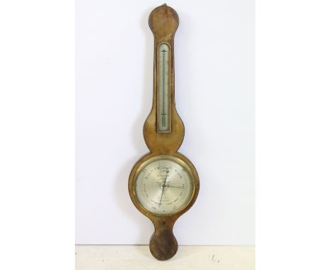 19th Century F Molton of Dove Lane Norwich banjo barometer. with mercury thermometer to neck. measures 93cm. 