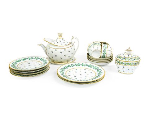 An Assembled Flight Barr &amp; Barr Worcester Porcelain Part Breakfast Service, circa 1830, decorated with polychrome sprigs 