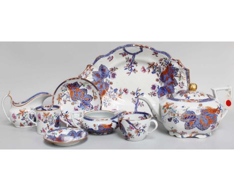 An Assembled Copeland Spode Tea and Coffee Service, circa 1850, decorated in the "Tobacco Leaf" pattern, number 2061, sompris