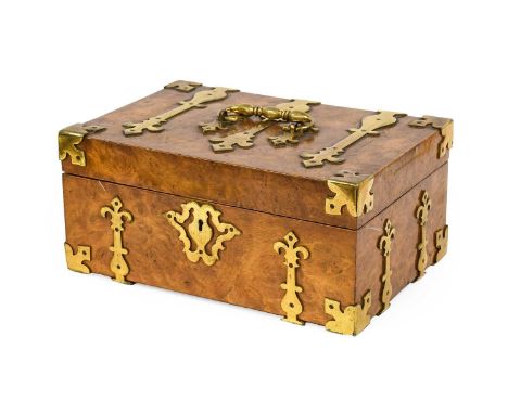 A Victorian Brass-Bound Walnut Work Box, of rectangular form with loop handle and strapwork hinges and mounts27cm wideA Turne