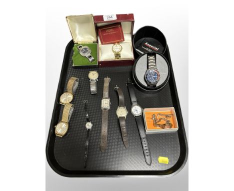 A group of vintage and modern lady's and gent's wristwatches including Accurist chronograph watch with 'Pepsi' bezel, Rotary,