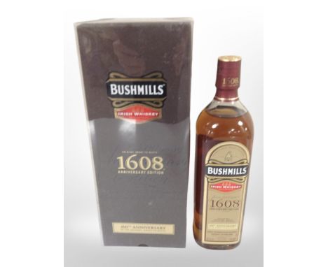 A bottle of Bushmills Irish Whiskey, 400th anniversary edition bottle, 750ml, 46% vol., in carton.