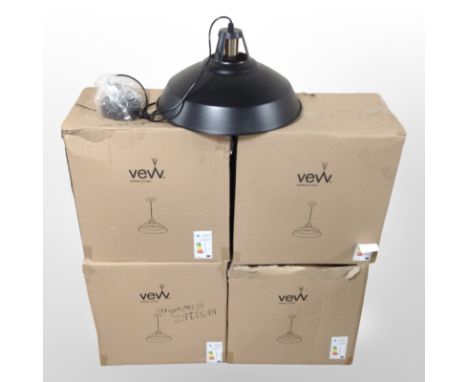 A quantity of Vew industrial-style enamelled metal pendant light shades.