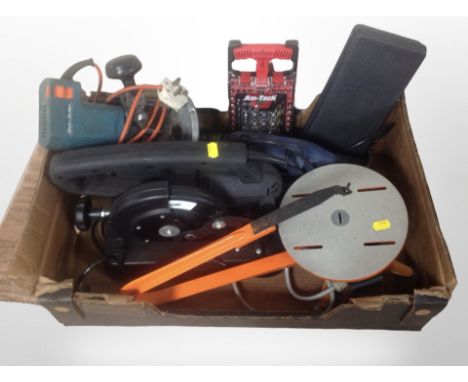 A quantity of power tools including Black & Decker, Craft, etc., together with an Amtech 50-piece combination drill and bit s
