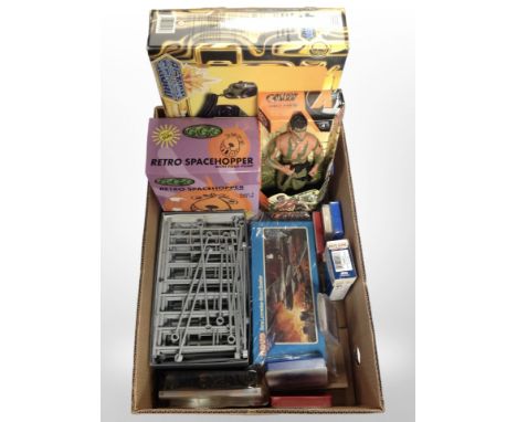 An Action Man figure, Space Hopper, Walkie-Talkie radio, playing cards, die-cast vehicle, etc. (1 box)