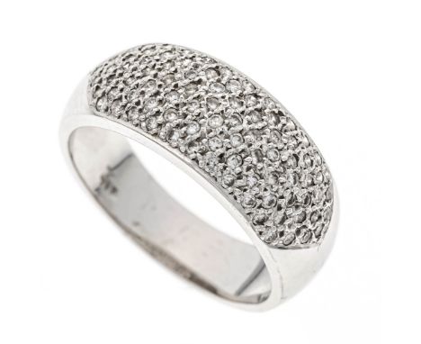 Pavé Brillant-Ring WG 750/000 mit 86 Brillanten, zus. 0,43 ct get.W/SI-PI, RG 56, 6,7 g