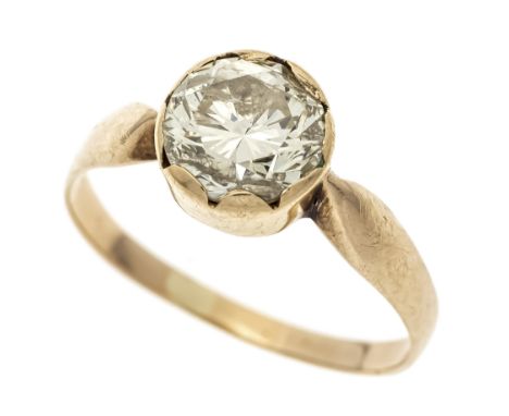 Brillant-Ring RG 585/000 mit einem Brillanten 2,08 ct fancylightyellow/PI, RG 58, 2,95 g, Wertgutachten 2023 über Euro 14.200