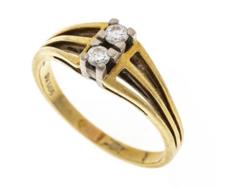 Brillant-Ring GG/WG 585/000 mit 2 Brillanten, zus. 0,12 ct W/VS-SI, RG 56, 3,4 g