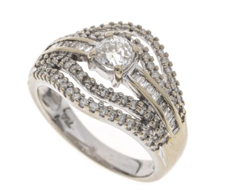 Altschliff-Diamant-Diamant-Ring WG 750/000 mit einem Altschliff-Diamanten 0,50 ct l.get.Weiß/PI und Diamanten, zus. 0,40 ct l
