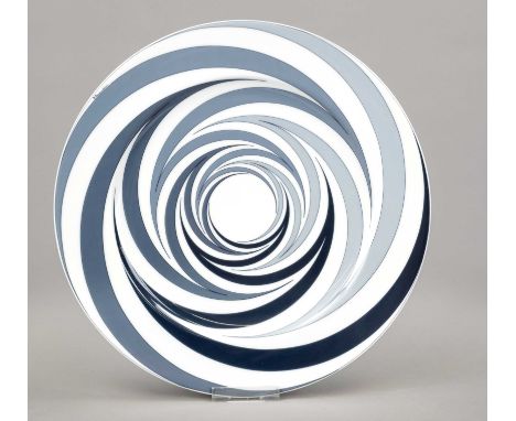 Künstler-Platzteller Rosenthal, Studio-Line, Entwurf Marcello Morandini (geb. 1940 Mantua), mit grauem Dekor, sign., Ø 31 cm