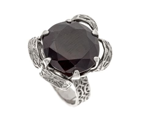 Helmut Kleist Granat-Ring WG 750/000 mit einem rund fac. Amandin-Granat ca. 10,80 ct Dunkelrot, transparent - transluzent, RG