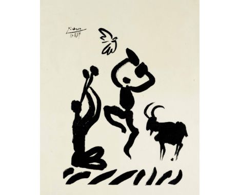 Pablo Picasso (1881-1973), ''La Danse du Berger'', 1959, Der Tanz des Schäfers, Lithographie auf genarbtem Papier, im Stein s