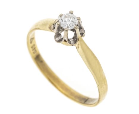 Brillant-Solitär-Ring GG/WG 585/000 mit einem Brillanten 0,15 ct ct W/SI, RG 56, 2,1 g