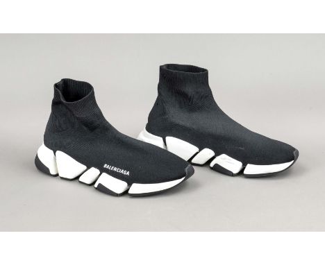 Balenciaga, Speed 2.0 High Top Sneaker, schwarzes elastisches Baumwoll-Mischgewebe im Sock-Style sowie weitere Materialien, s