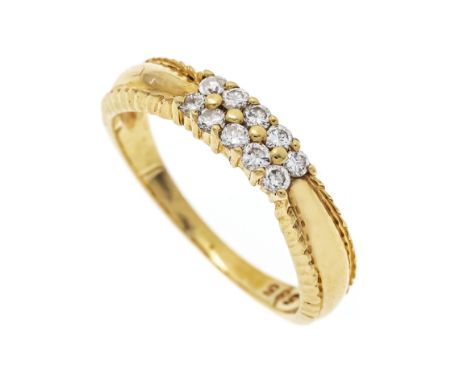 Brillant-Ring GG 585/000 mit 10 Brillanten, zus 0,10 ct W/VS-SI, RG 47, 1,8 g
