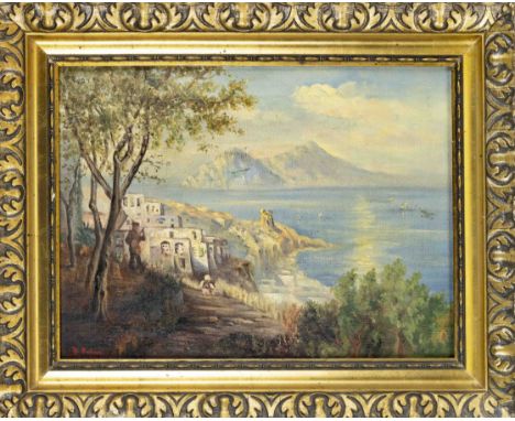 Giovanni Battista Ciolina (1870-1955) (attrib.), italienische Küstenpartie bei Neapel, Öl auf Lwd., u. li. sign. u. gewidmet 