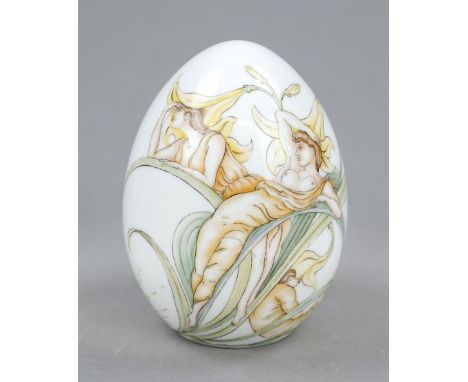 Osterei, Marke 'Fine Porcelain, FH, Porzellan Manufaktur' gestempelt und mit 'Malerei A & K' beschriftet. 20. Jh., Malerei mi