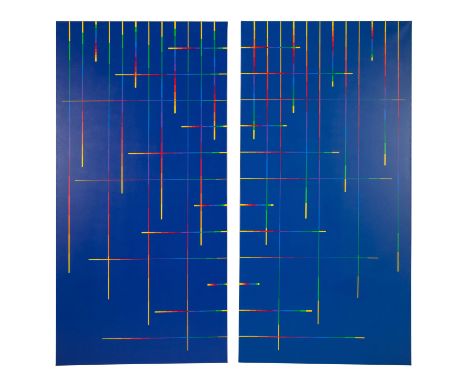MINOLI, PAOLO (1942-2004), Diptychon "Poema-delle Arti e delle Stelle, Fase A - Fase B", 1988 Komposition mit polychromen Lin