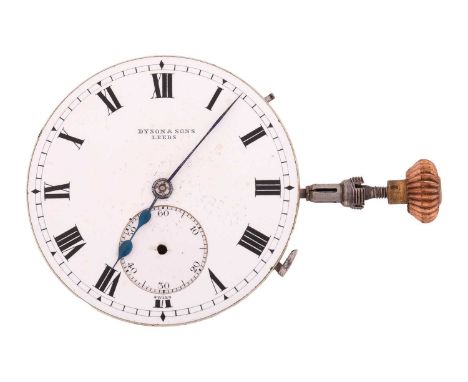 An uncased Swiss chiming Grand Sonnerie (?) fob watch movement the jewelled movement marked "Clock Watch" The white enamel Ro