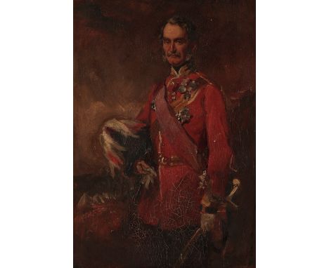 ASCRIBED TO SIR FRANCIS GRANT (1803-1878) A portrait of Sir Hope Grant depicted standing three-quarter length, in full milita