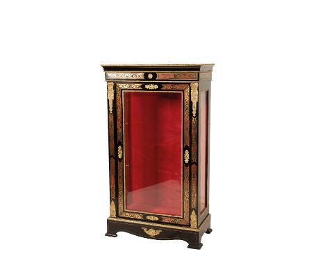 AN EBONISED WOOD AND BOULLE WORKED VITRINE, Late 19th / early 20th century, with foliate cast mounts&nbsp; overall, with Boul