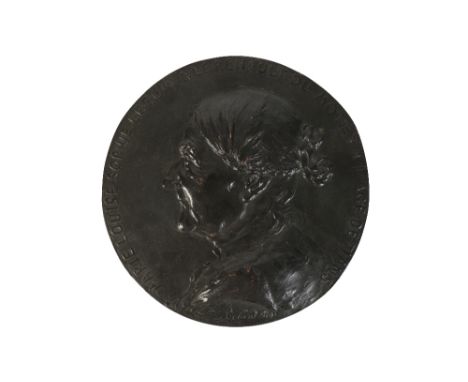 F. ROLAND,  1891, A PATINATED BRONZE PORTRAIT RELIEF ROUNDEL, Inscribed&nbsp;&nbsp;MARIE LOUISE SOPHIE LE QUIN NEE RENAULT DU