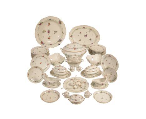 AN EXTENSIVE LOOSDRECHT-AMSTEL PORCELAIN DINNER SERVICE, late 18th century and later, with various marks in blue including Am