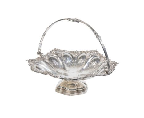 AN EARLY VICTORIAN SILVER BASKET BY HENRY WILKINSON &amp; CO., Sheffield 1850, the circular shaped basket with a flower head 