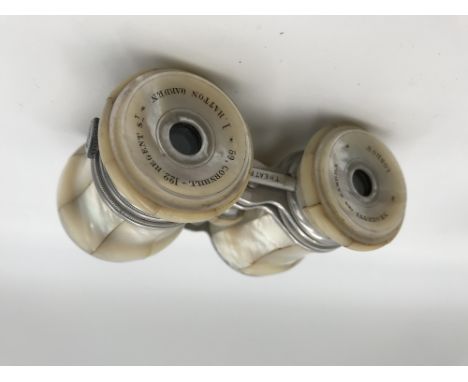 A FINE PAIR OF VICTORIAN MOTHER-OF-PEARL VENEERED AND PLATED METAL OPERA GLASSES, Third quarter 19th century, by Negretti &am
