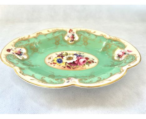 Royal Worcester hand painted green & gilt bowl signed Freeman - John Freeman Diameter 28 cm