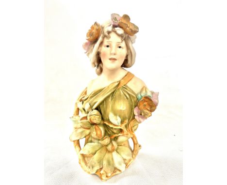 Royal Dux bust of a lady, pink lozenge to base Height 26 cm