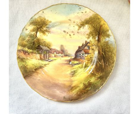 Royal Worcester hand painted plate, signed by Raymond Rushton titled Welford on Avon signed R Ruston 