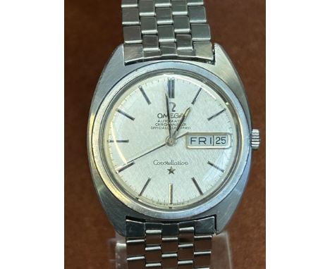 1968 Omega automatic chronometer constellation day date wristwatch, currently ticking keeping very good time over a seven day