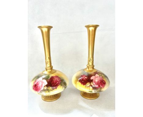 Pair of Royal Worcester vases 1748 & 1554 Height 19 cm