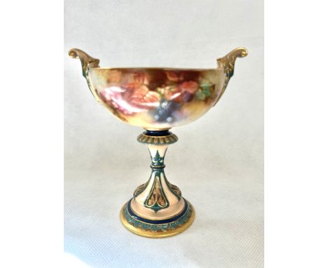Royal Worcester (Hadley's) early 20th century twin handled centre piece Height 15 cm