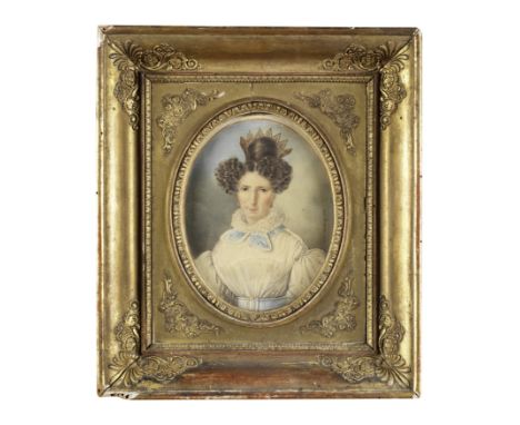 P. C. FONTENAY, XIXe SIECLE (FRANCAIS)Portrait de dame à la couronne signé et daté 'P. C. Fontenay 1831' (au centre à droite)