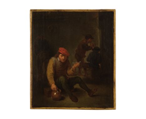 ECOLE FLAMANDE FIN DU XVIIIe SIECLE, SUIVEUR DE DAVID II TENIERSLe fumeur de pipe huile sur toile22.2 x 19.1cm (8 3/4 x 7 1/2