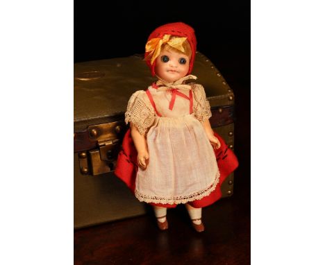 A J.Walther &amp; Sohn (Germany) bisque head novelty Googly-eyed doll, the bisque head with painted features including brown 