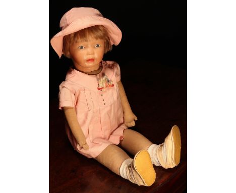 Americana - a 1920's Kamkins Studio cloth Art doll, by Louise R Kampes, the cloth canvas over rubber head with painted featur