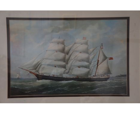 Framed print of a schooner 53 cm x 71 cm including frame