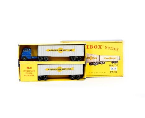 A Matchbox Major Series Inter-State Double Freighter (M-9). Henrickson tractor unit and trailer, Cooper-Jarrett in yellow dec