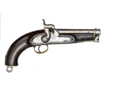 A .56” Tower percussion Sea Service pistol, 2nd type with Lovell’s lock,  11½” overall, sighted barrel 6” with Tower proofs a