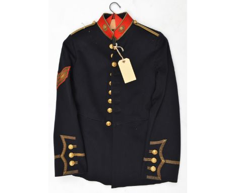 A good post 1902 Royal Marines sergeant’s dress tunic,  gilt bullion chevrons trim and collar badges, gilt officer quality bu