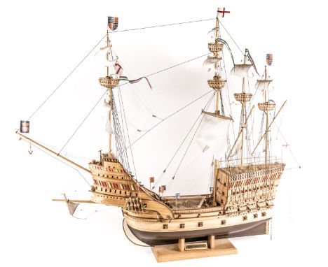 A scratch-built model of the Mary Rose. A well-constructed and detailed wooden model by Brian Woodley. The model is based on 