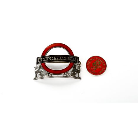 2 London Transport badges. A Senior Inspector's enamel cap badge, 1617, together with a London Transport Golden Jubilee pin b