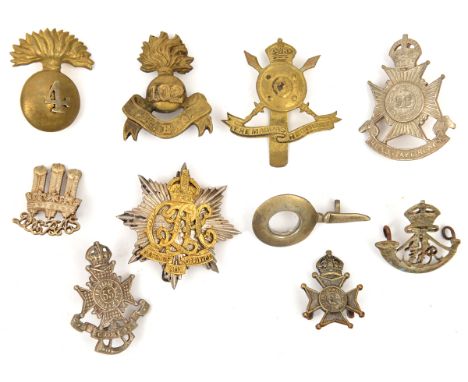 10 Indian infantry etc cast badges, including 55th Coke’s, 59th R Scinde Rifles, 102nd KEO Grenadiers, C India Horse, Madras 